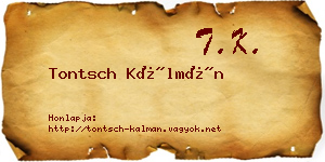 Tontsch Kálmán névjegykártya